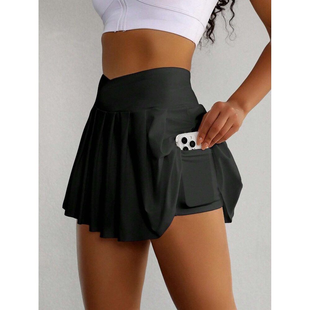 Hidden shorts mini skirt with pocket pleated mini tennis skirt preppy white - Picture 3 of 3